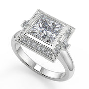 Maleah Halo Bezel Set Princess Cut Diamond Engagement Ring - Nivetta
